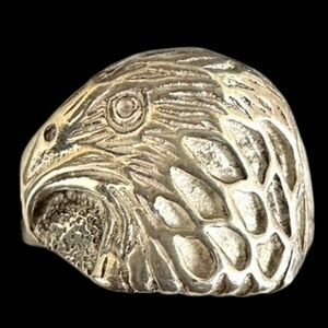 Vintage Estate Sterling Silver Eagle Ring - Carved detail bird 925 - Size 6.75